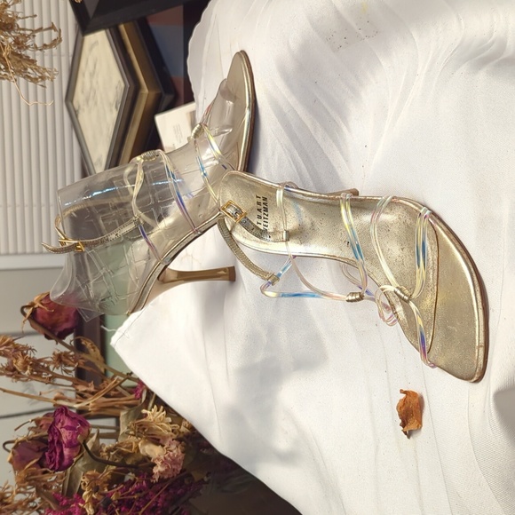 Stuart Weitsman step in clear multi-color string sandal - Picture 1 of 9